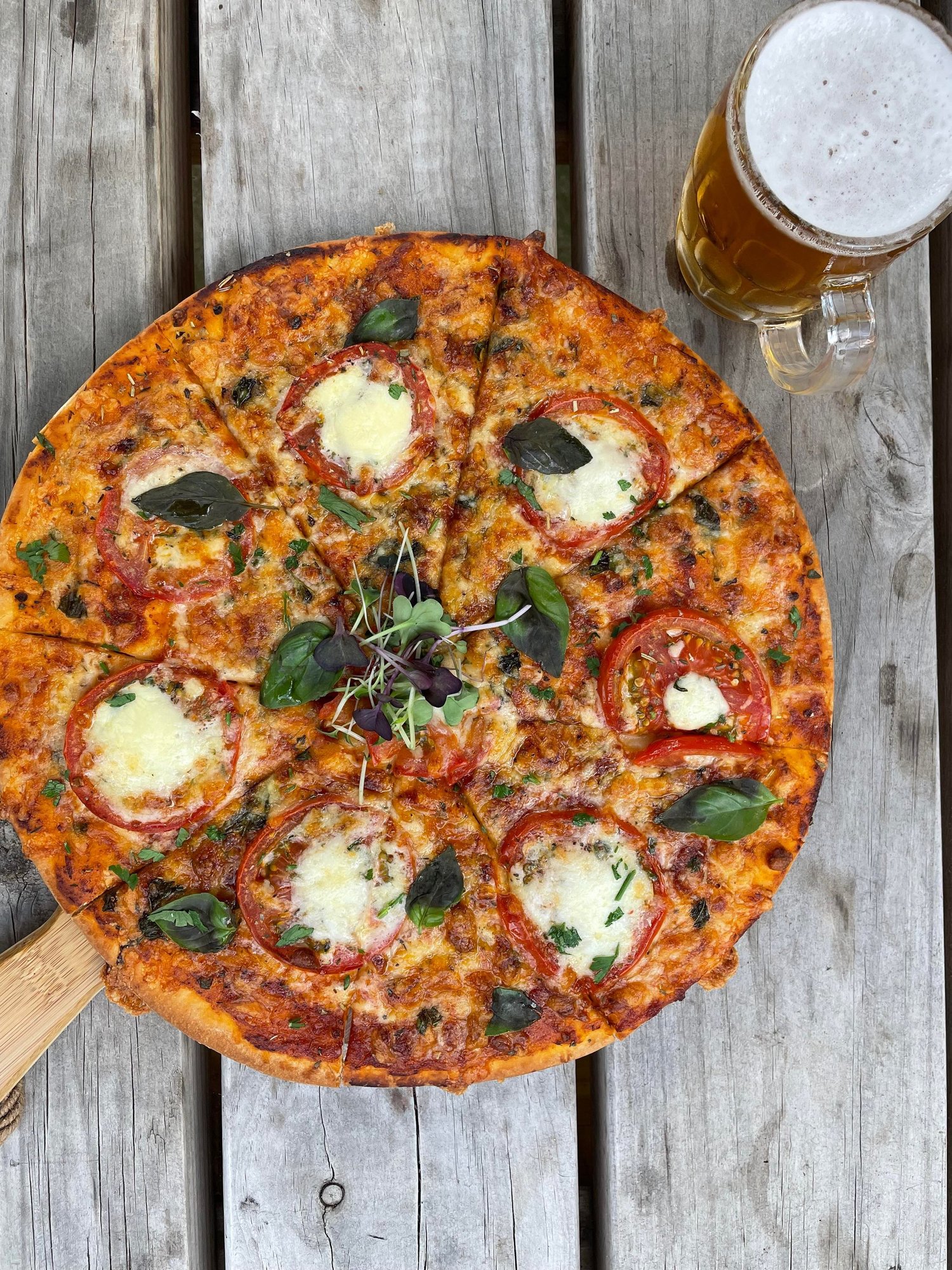 Pizza and a beer, the kind of lunch the tavern is known for